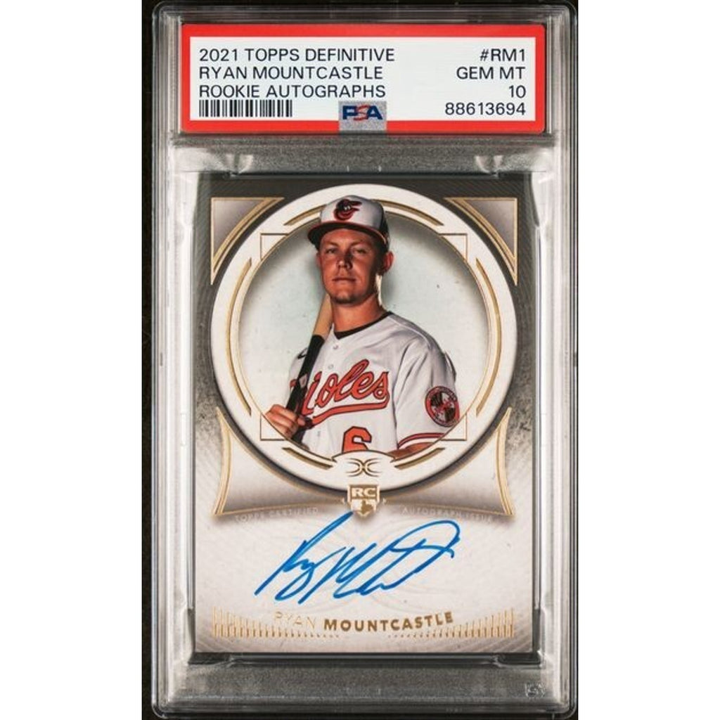 2021 Topps Definitive Ryan Mountcastle Black Parallel Auto rookie card #RM1 PSA 10 front view
