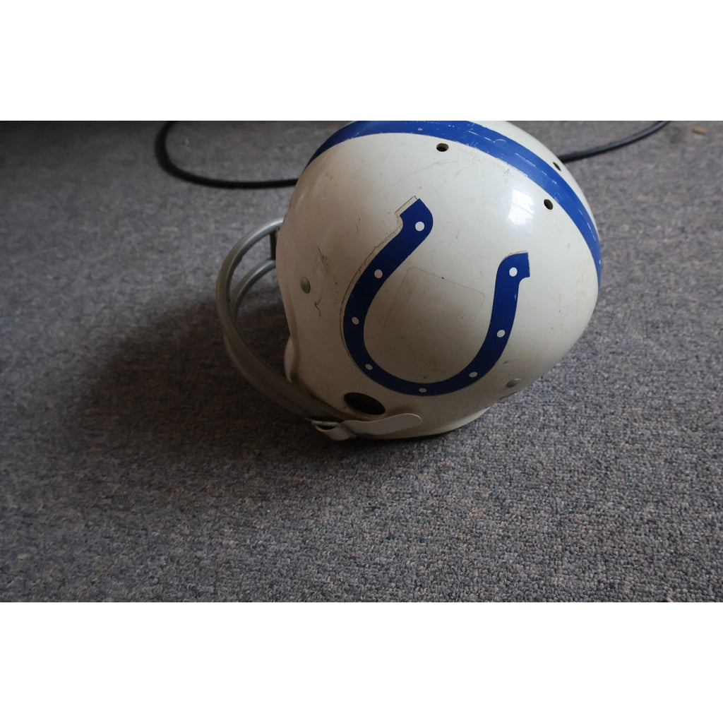 Side angle view of vintage Baltimore Colts youth football helmet collectible