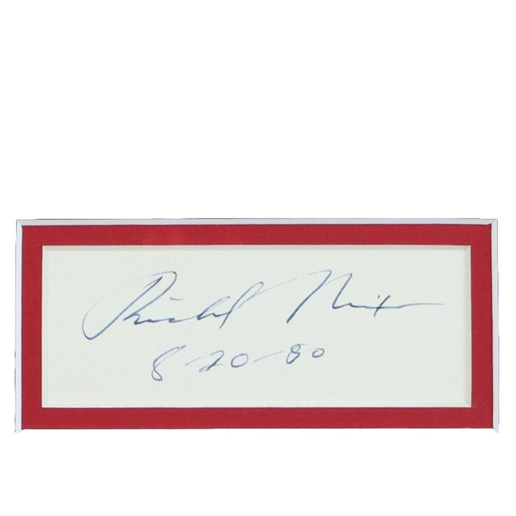 Close-up of Richard Nixon signed and inscribed autograph cut dated 8-20-80