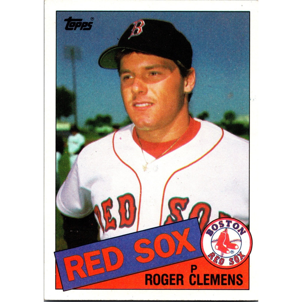 1985 Topps Roger Clemens rookie card #181 Boston Red Sox baseball card front view in near mint condition