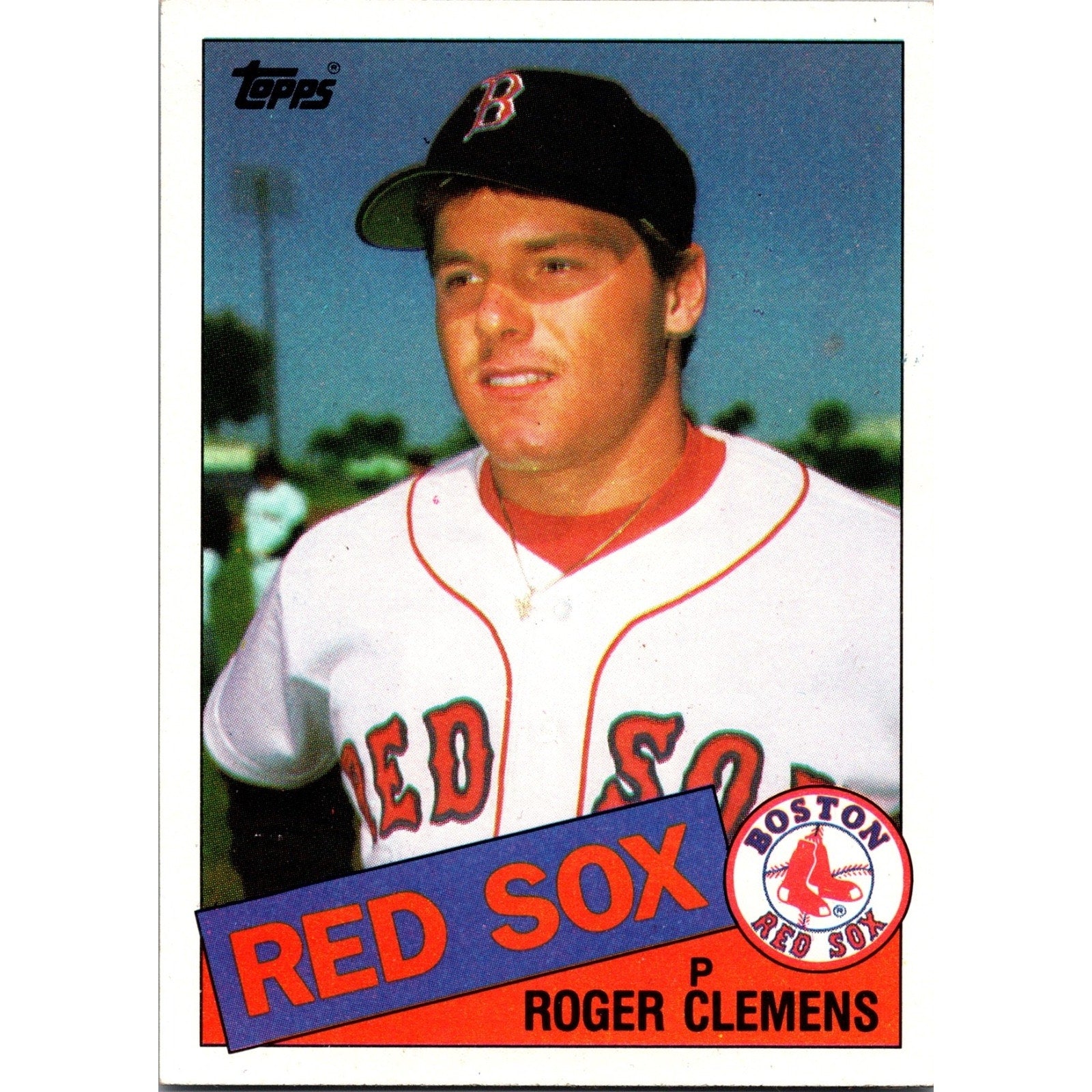 1985 Topps Roger Clemens rookie card #181 Boston Red Sox baseball card front view in near mint condition