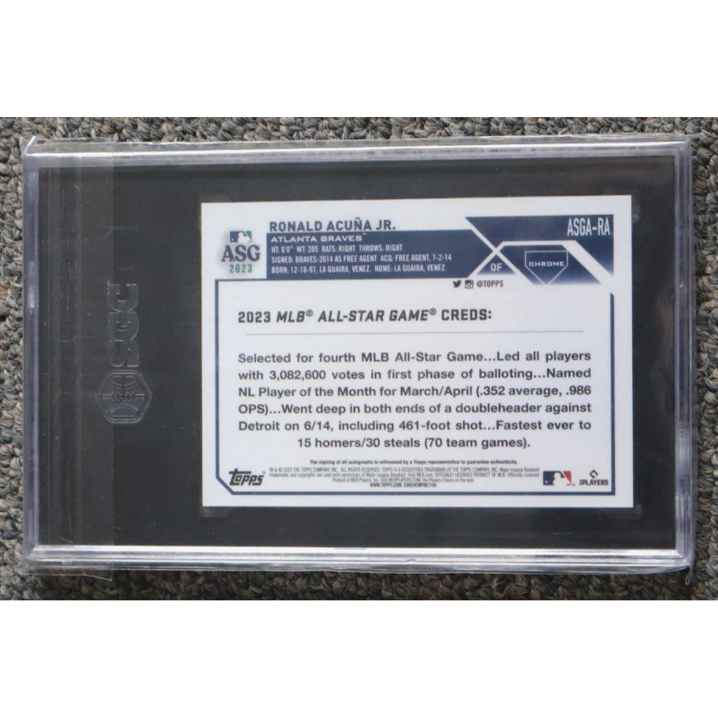 Back view of SGC graded Ronald Acuna Jr 2023 Topps Chrome Update All-Star Game auto card ASGA-RA