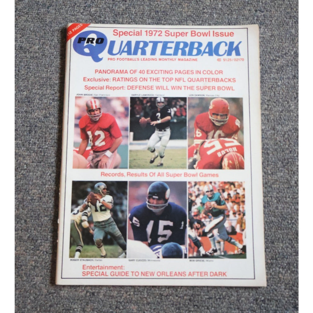 1972 Pro Quarterback NFL Magazine special Super Bowl issue featuring top NFL quarterbacks and vintage football coverage