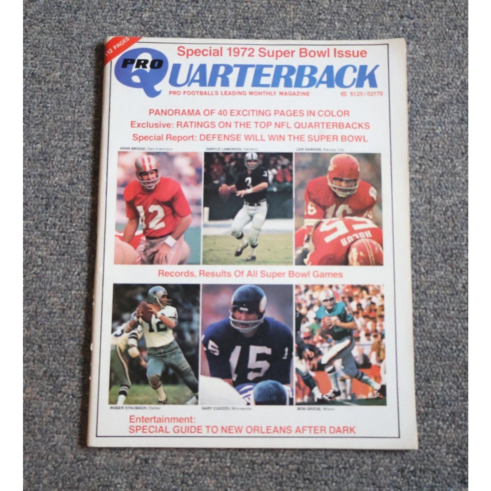 1972 Pro Quarterback NFL Magazine special Super Bowl issue featuring top NFL quarterbacks and vintage football coverage