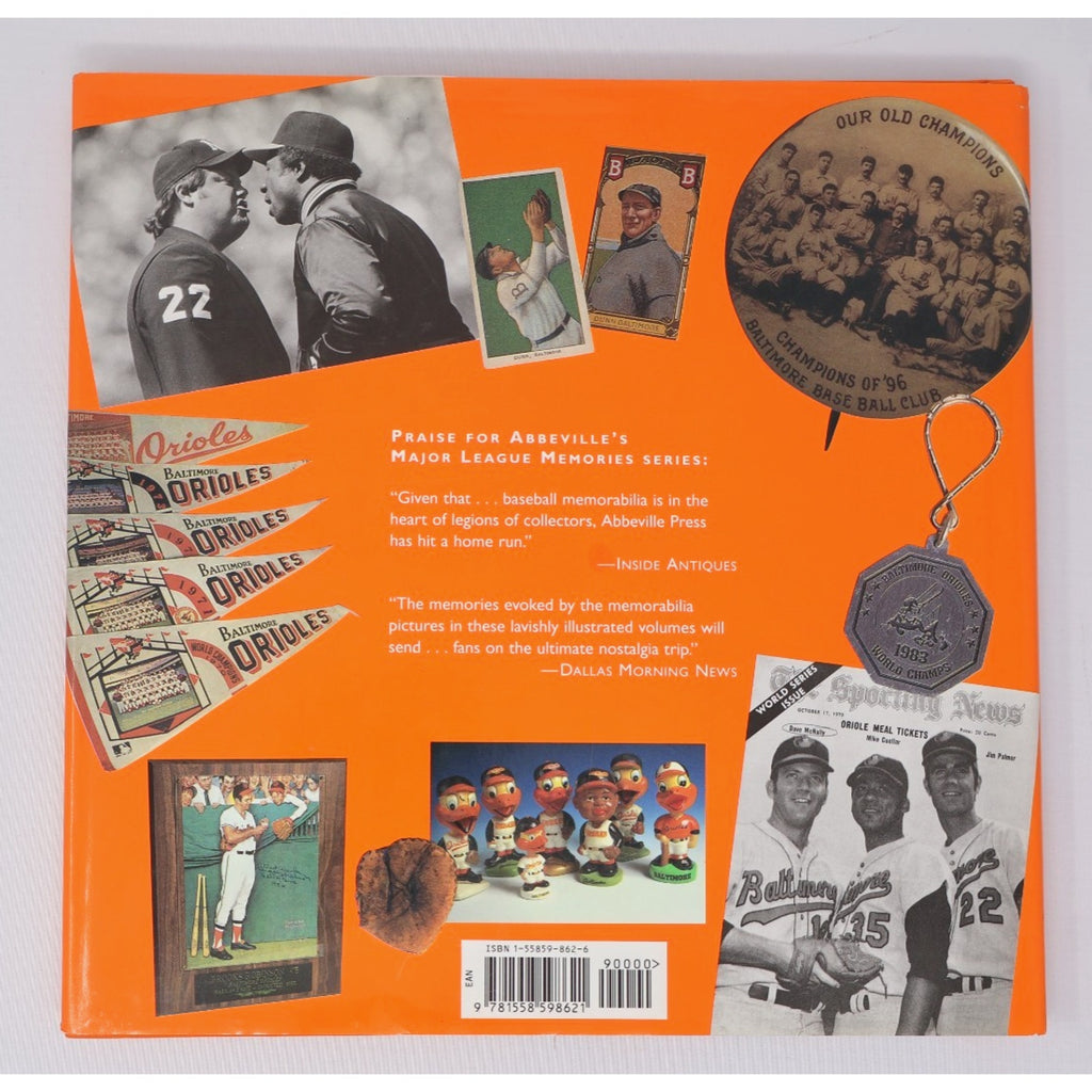 Back cover of Bruce Chadwick Baltimore Orioles book with images and historical highlights