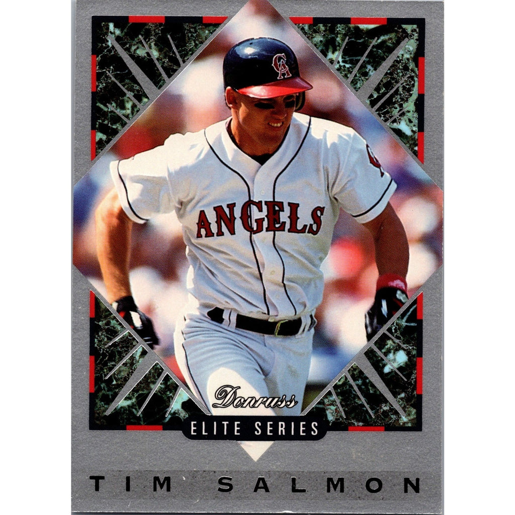 Front view of 1993 Donruss Elite Series #39 Tim Salmon Los Angeles Angels baseball trading card