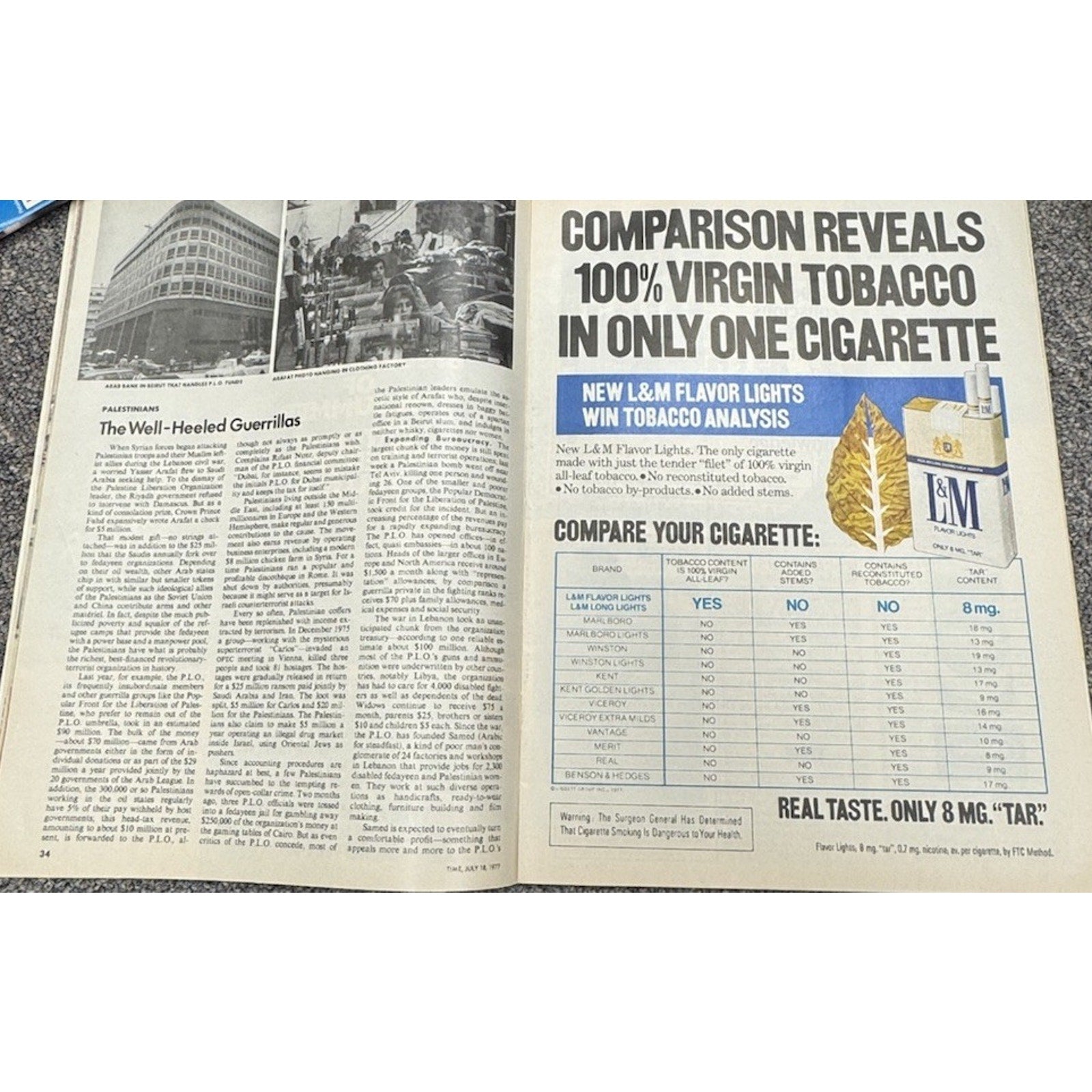 Inside pages of 1977 Time Magazine featuring Rod Carew article and Guide to Airports content