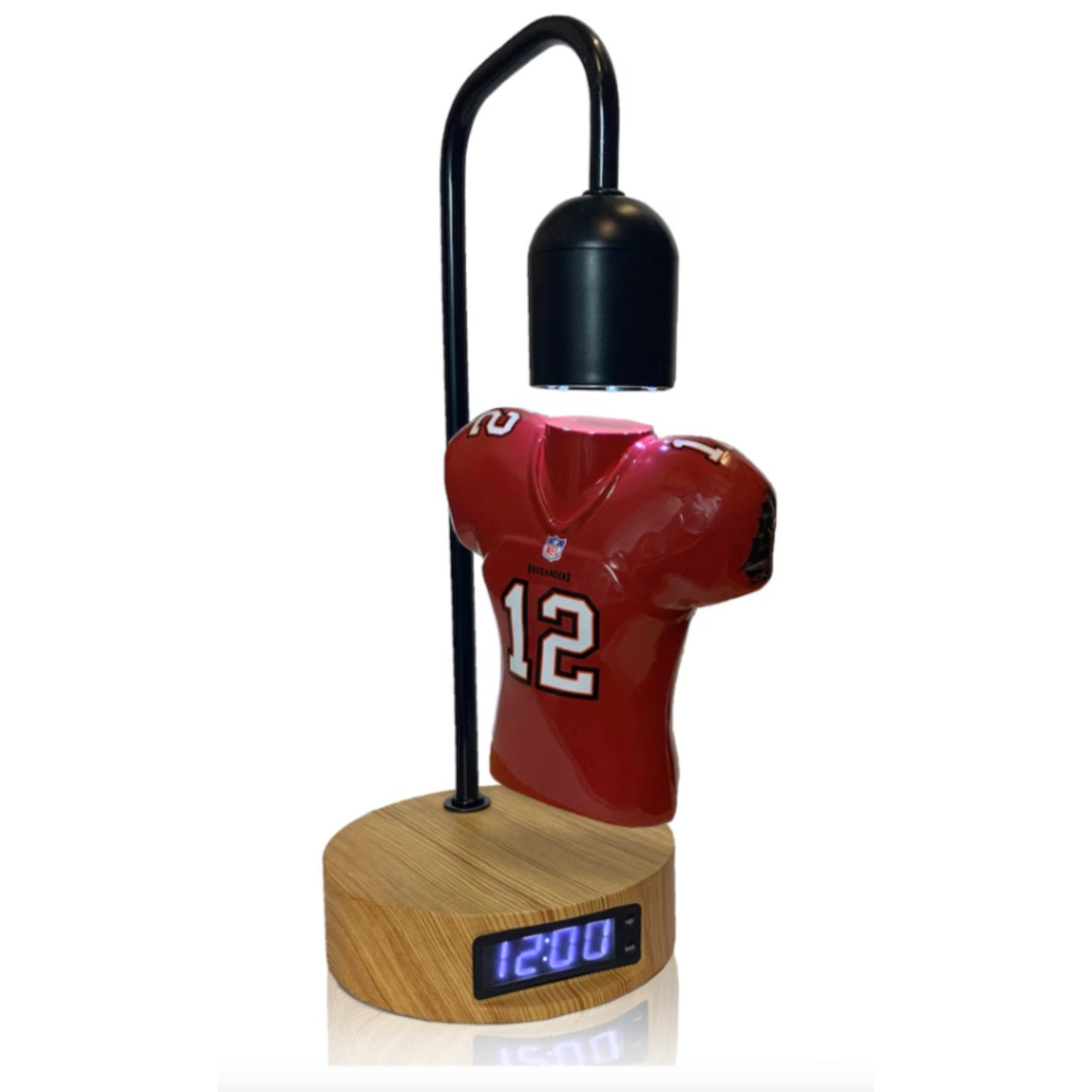 Tom Brady Tampa Bay Buccaneers hover jersey digital clock featuring red #12 football jersey design