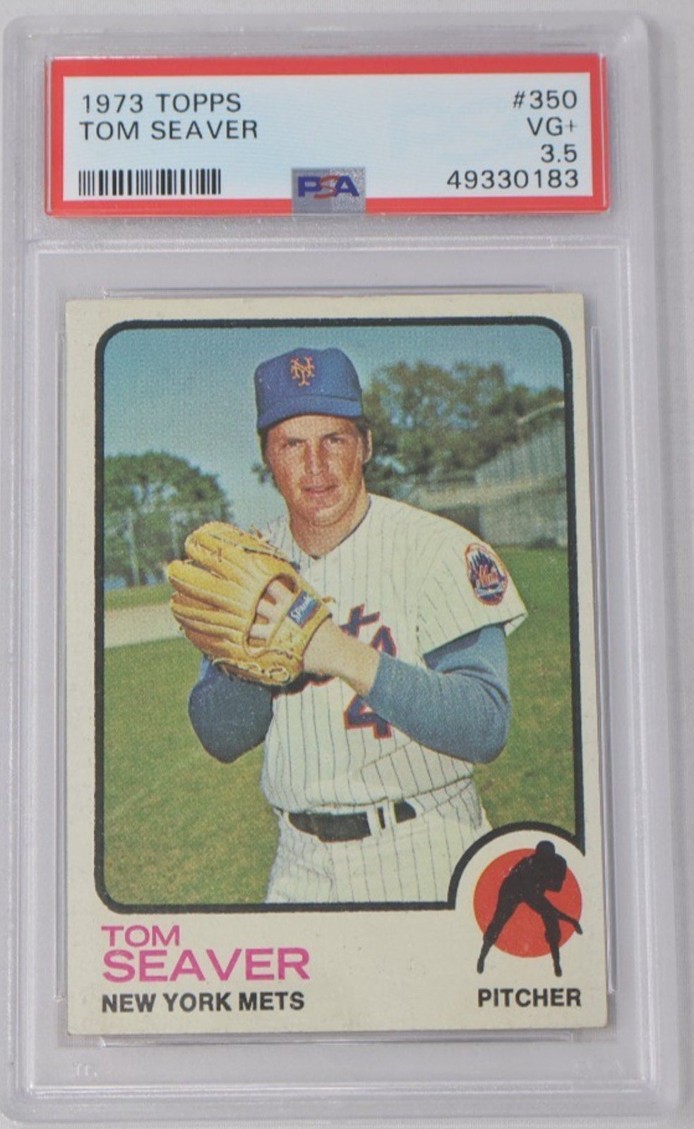 1973 Topps Tom Seaver baseball card #350 graded PSA 3.5 featuring New York Mets Hall of Fame pitcher