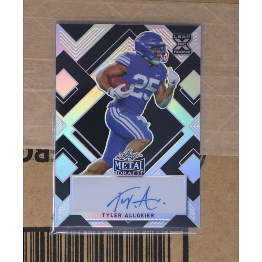 2022 Leaf Metal Draft Tyler Allgeier Black Crystals auto rookie card front