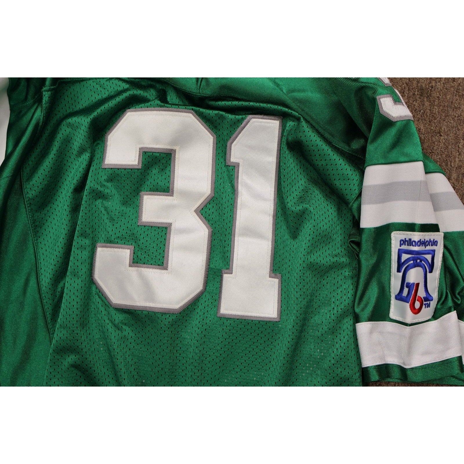 Back nameplate showing Montgomery on Philadelphia Eagles jersey