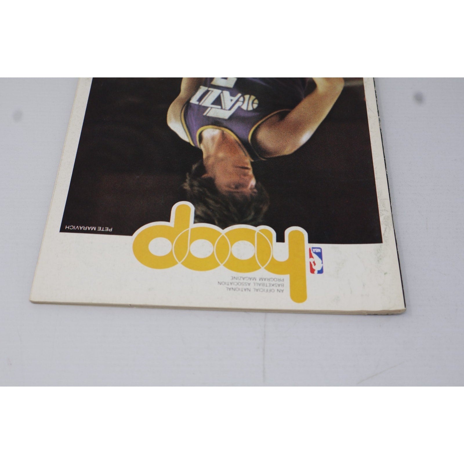 Reverse view of 1978 Pete Maravich Hoop program from Washington Bullets and Utah Jazz NBA game collectible