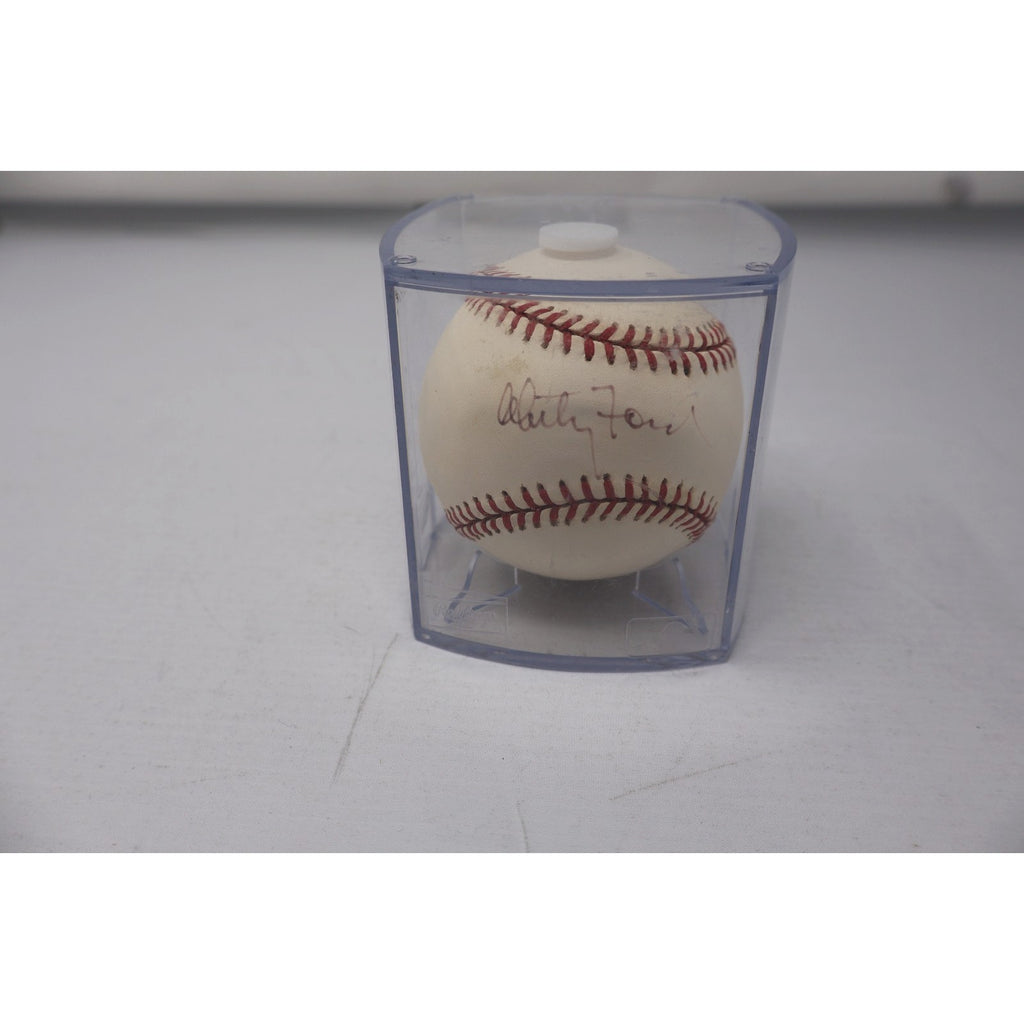 Whitey Ford signed Rawlings American League baseball in protective display cube