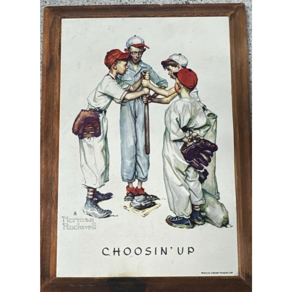 Vintage “Choosin’ Up” wood baseball humor sign featuring kids baseball artwork