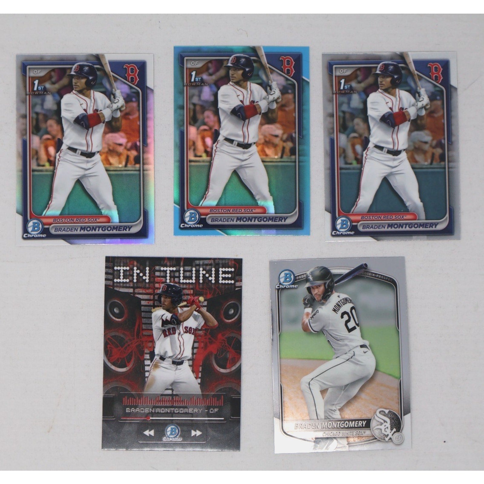 Lot Of 5 Braden Montgomery Rookie Prospect Cards 1st Chrome+Refractor+Sky Blue