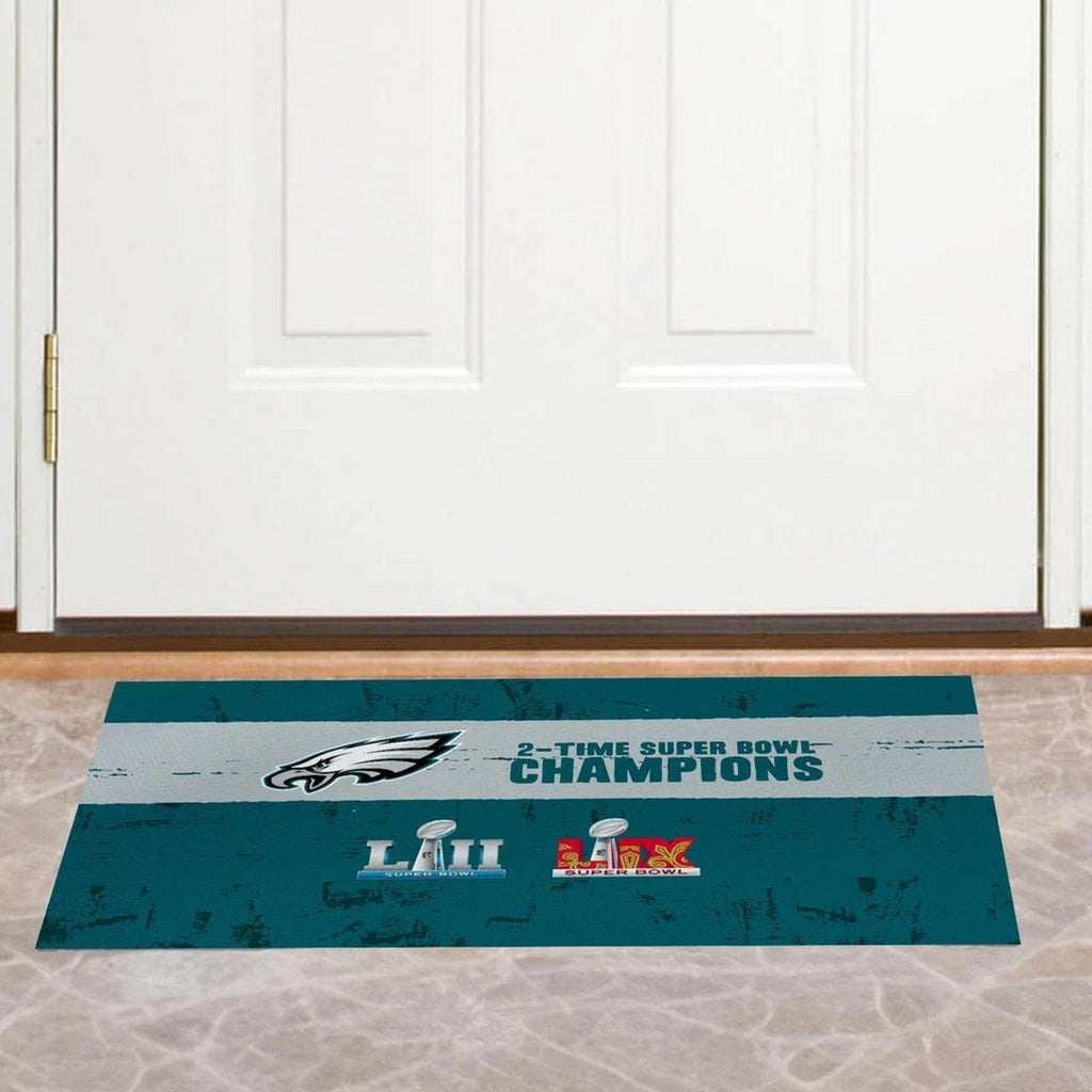 Philadelphia Eagles Rug 2025 Super Bowl LIX Multi Champ Tradition Washable 36x62