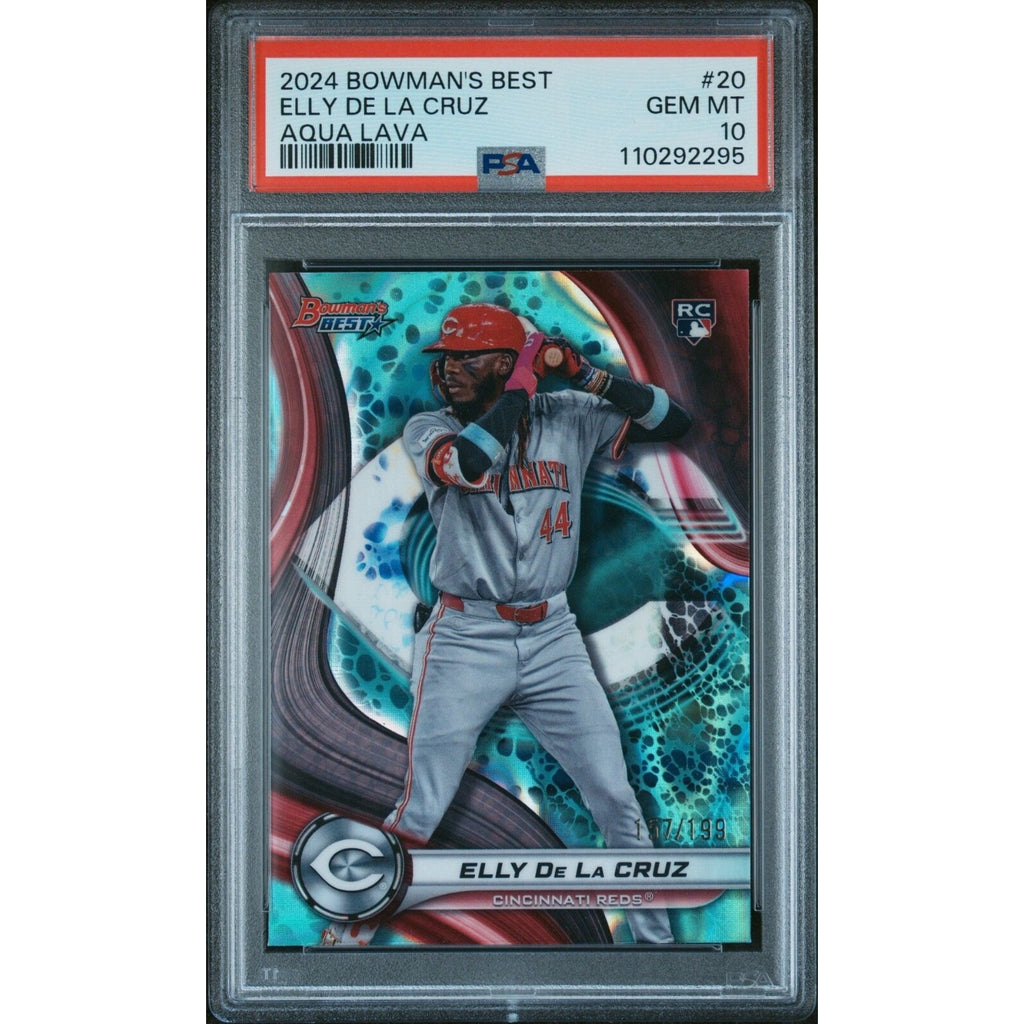 Elly De La Cruz 2024 Bowman’s Best #20 Aqua Lava Refractor /199 RC PSA 10 Rookie