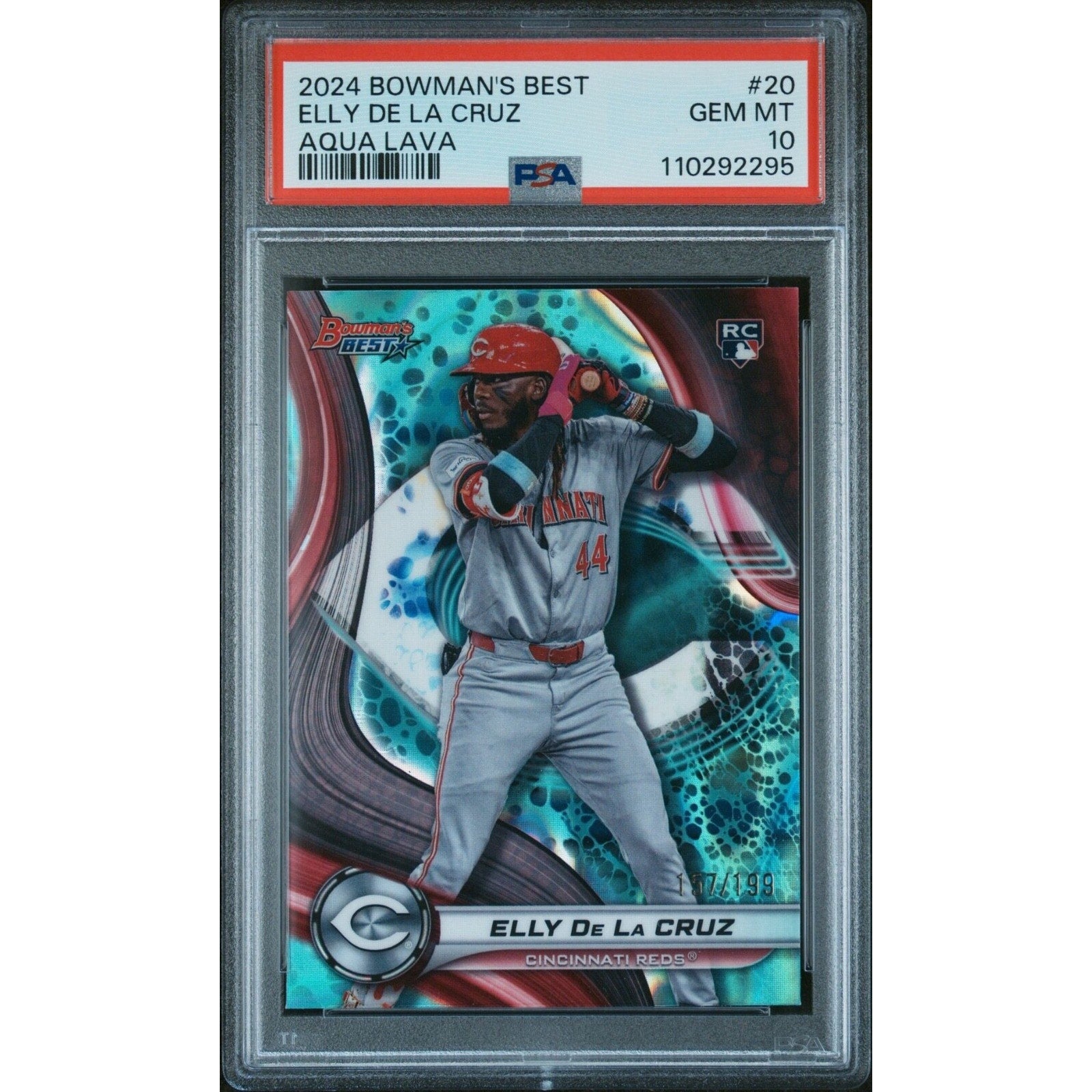 Elly De La Cruz 2024 Bowman’s Best #20 Aqua Lava Refractor /199 RC PSA 10 Rookie