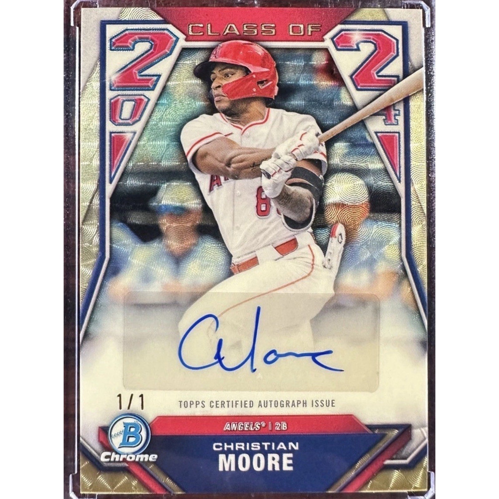Christian Moore 2024 Bowman Chrome Class of 2024 Superfractor Prospect Auto 1/1