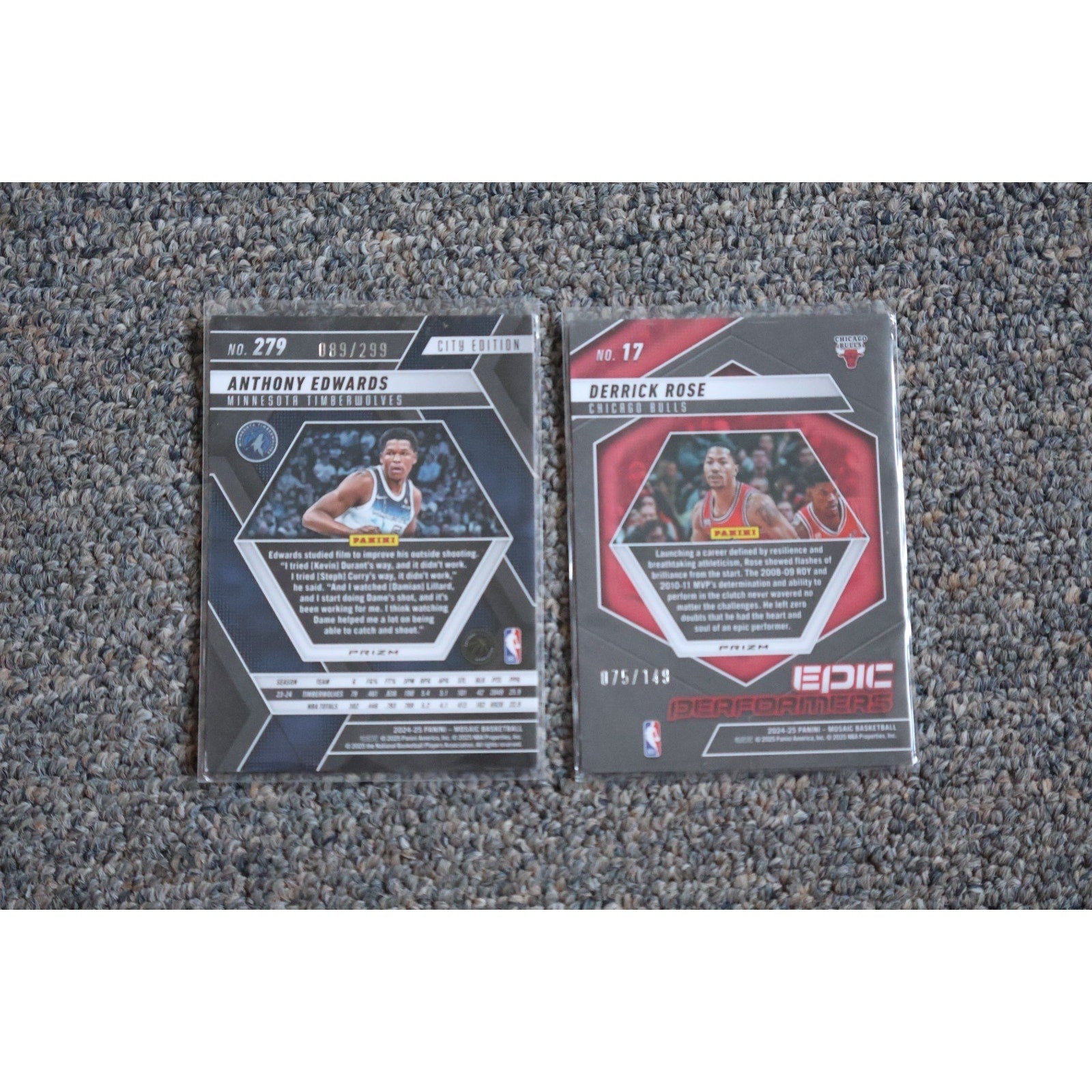Lot Mosaic Anthony Edwards City Edition /299 Derrick Rose Epic Performers /149