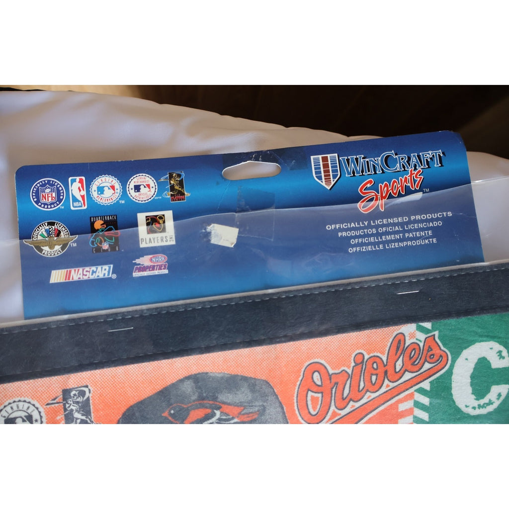 Top packaging view of officially licensed Orioles pennant collectible