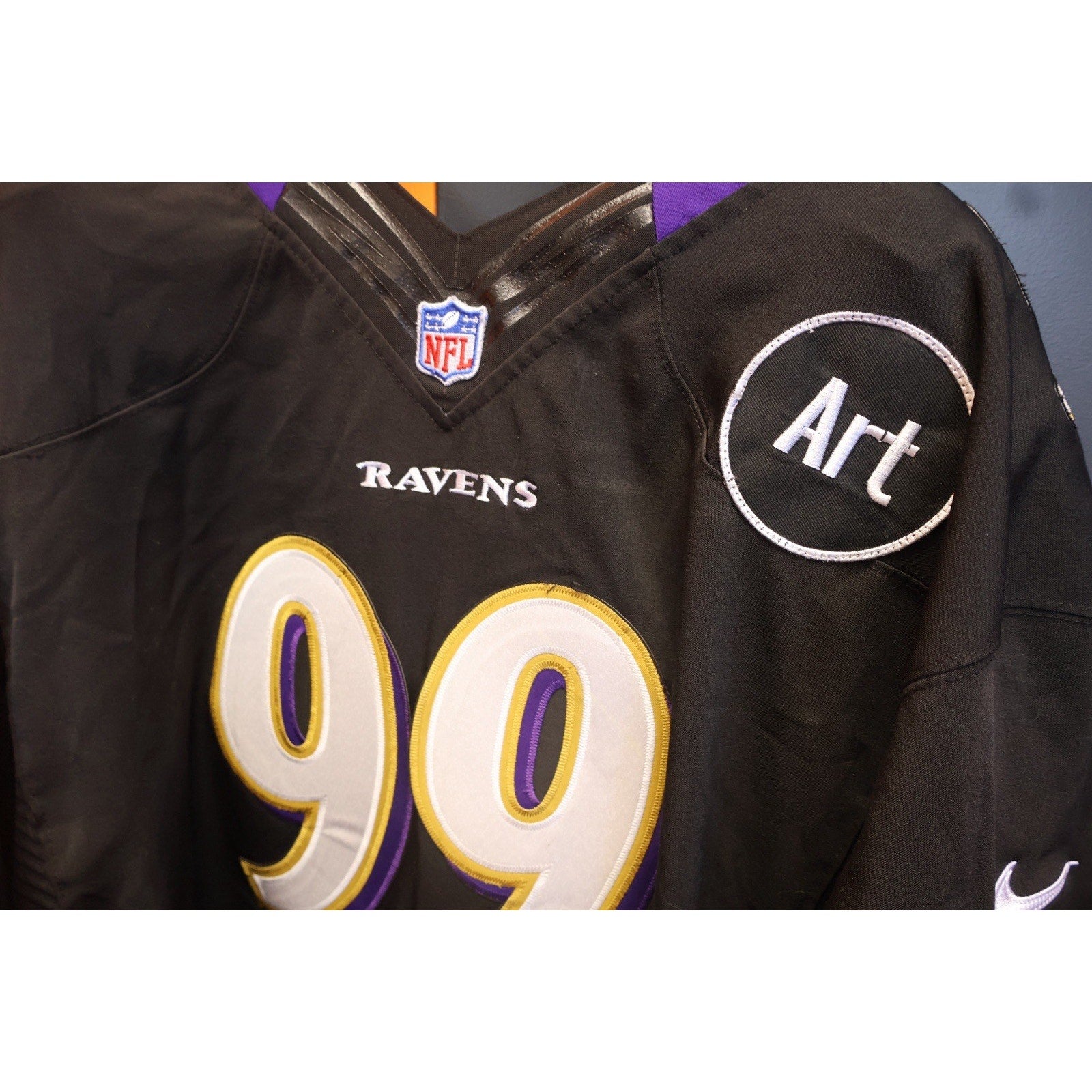 Paul Kruger On Field Jersey Art Model Patch Nike Size 56 Ravens Equipment NFL
