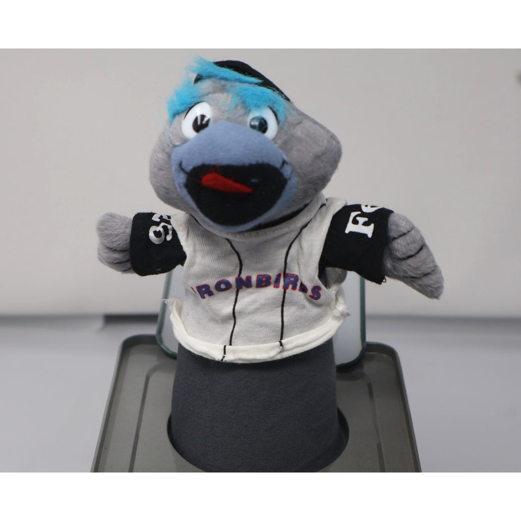 Close-up of Ferrous mascot figure wearing Aberdeen IronBirds jersey