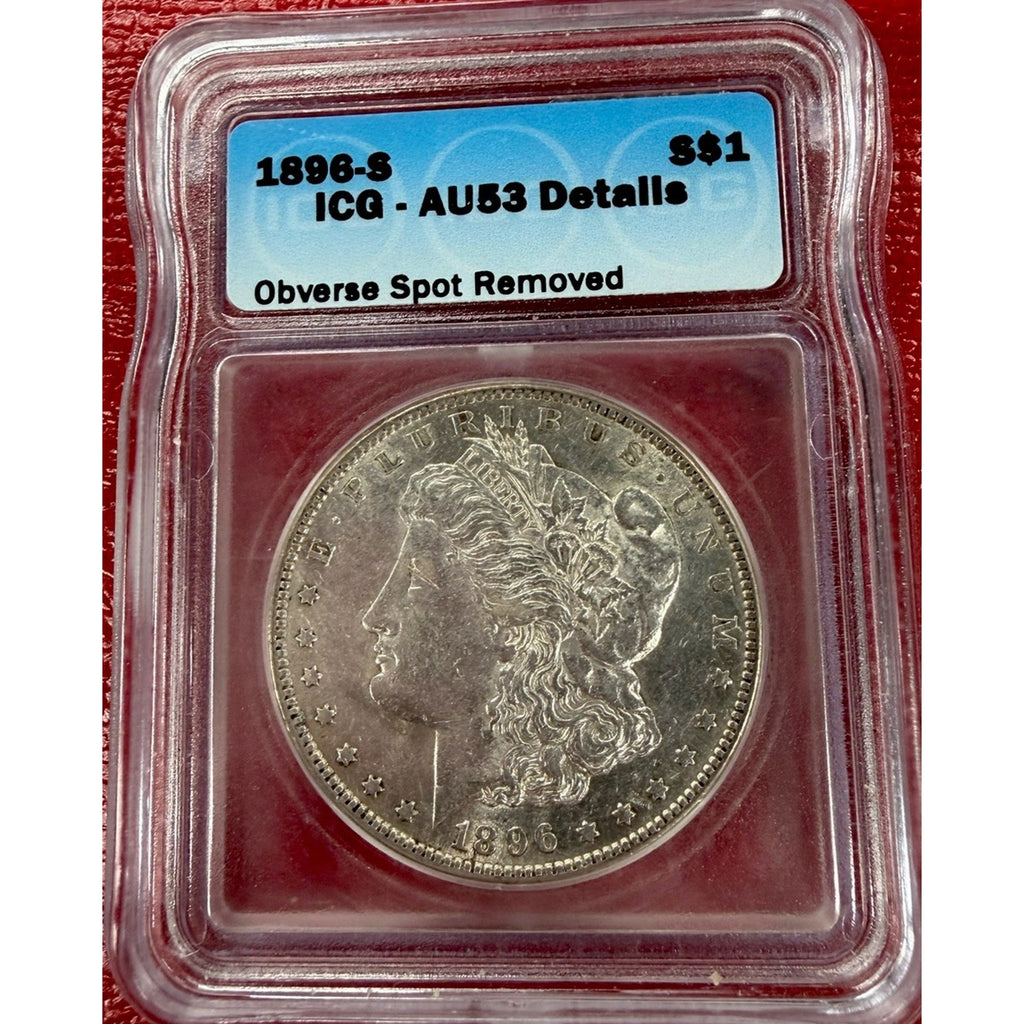1896-S Morgan Silver Dollar ICG AU53 Details Obverse S$1 Beautiful Coin
