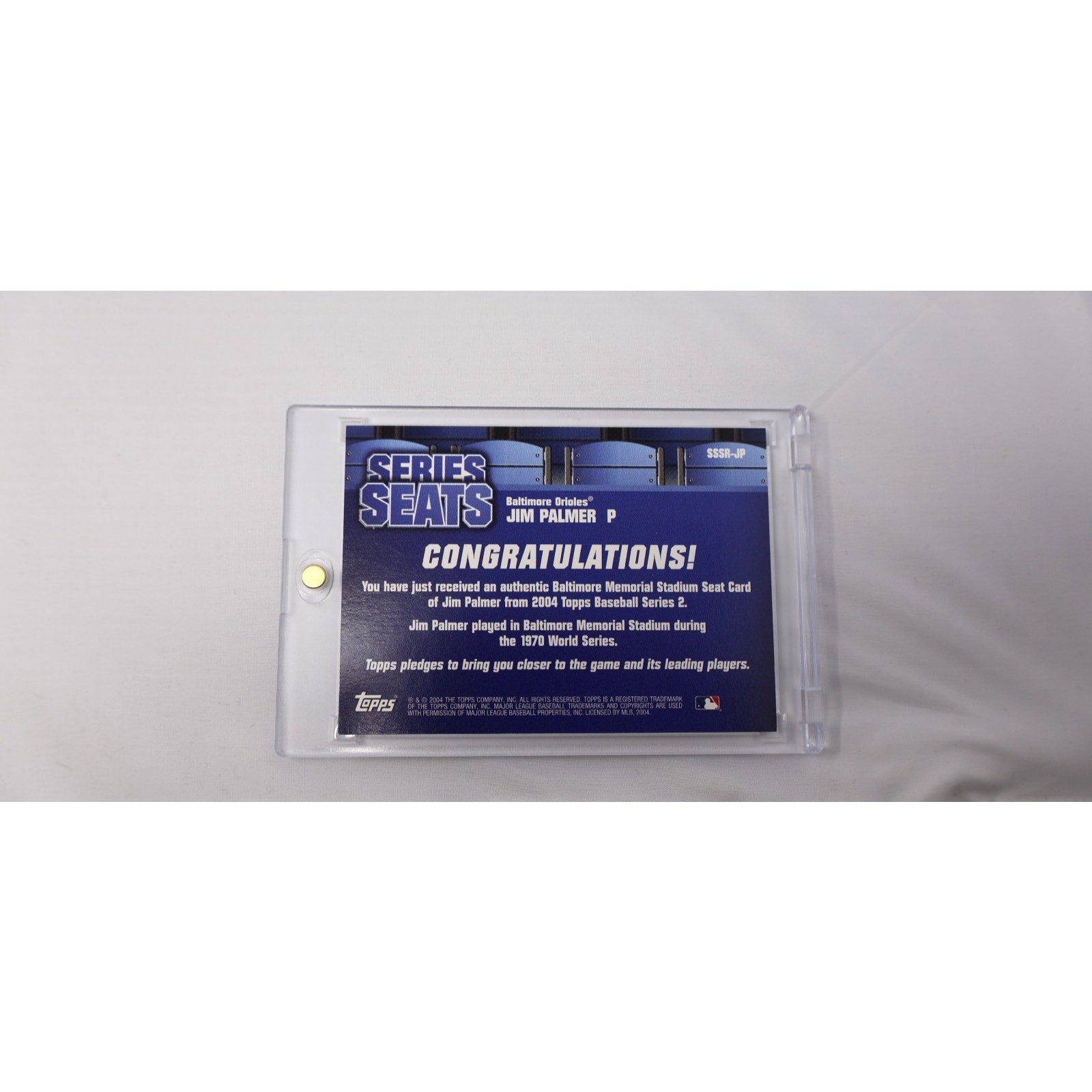 Jim Palmer 2004 Topps Series Seats Relics #SSSR-JP Mint