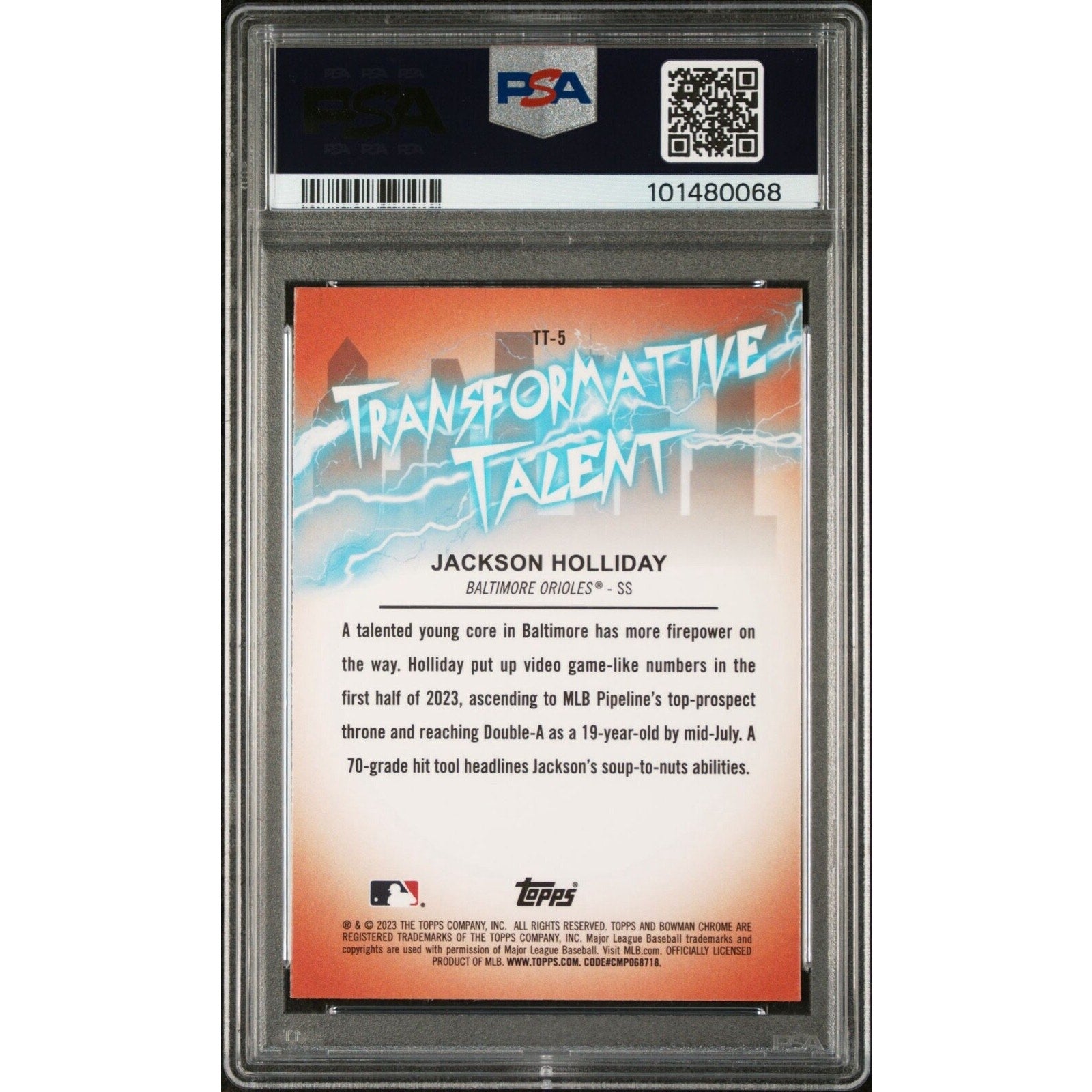Jackson Holliday 2023 Bowman Draft Transformative Talent #TT-5 PSA 10 GEM MINT