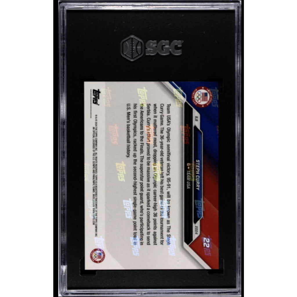 Topps Now Olympic Games Steph Curry 36-Point Performance #22 SGC 10 Basketball