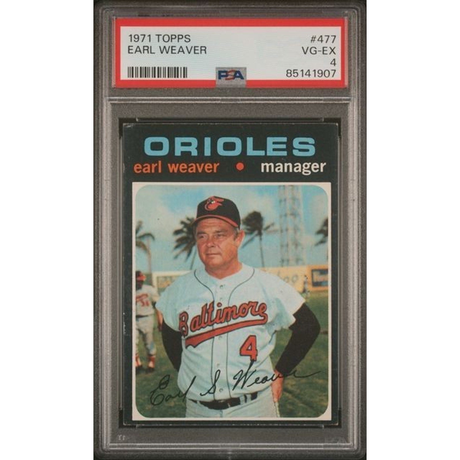 1971 Topps #477 Earl Weaver PSA 4 vintage baseball card featuring Baltimore Orioles Hall of Fame manager
