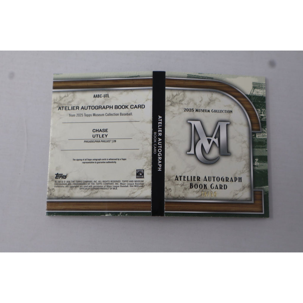 Chase Utley Autograph Topps Booklet 2025 Museum Atelier Card 18/50 Phillies