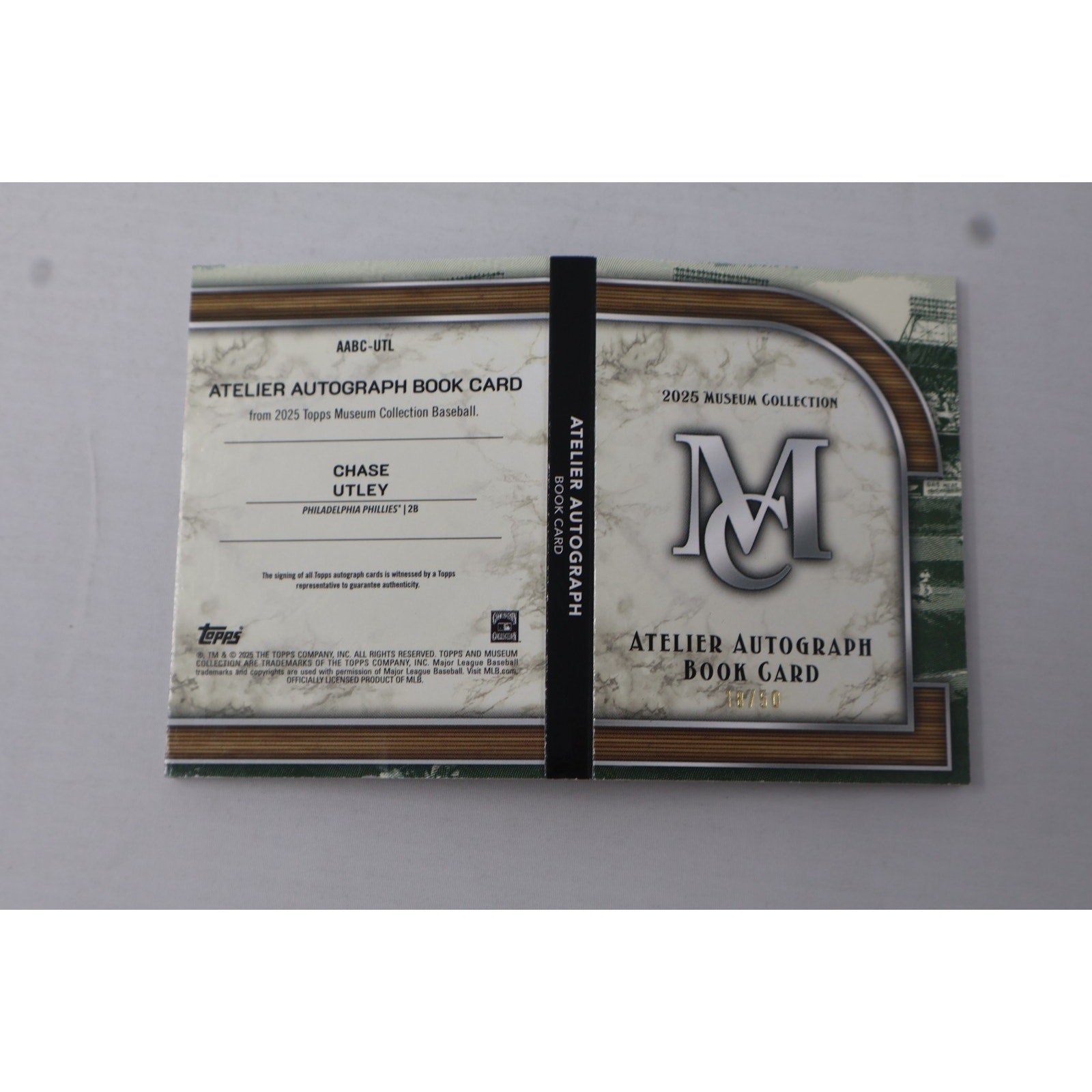 Chase Utley Autograph Topps Booklet 2025 Museum Atelier Card 18/50 Phillies