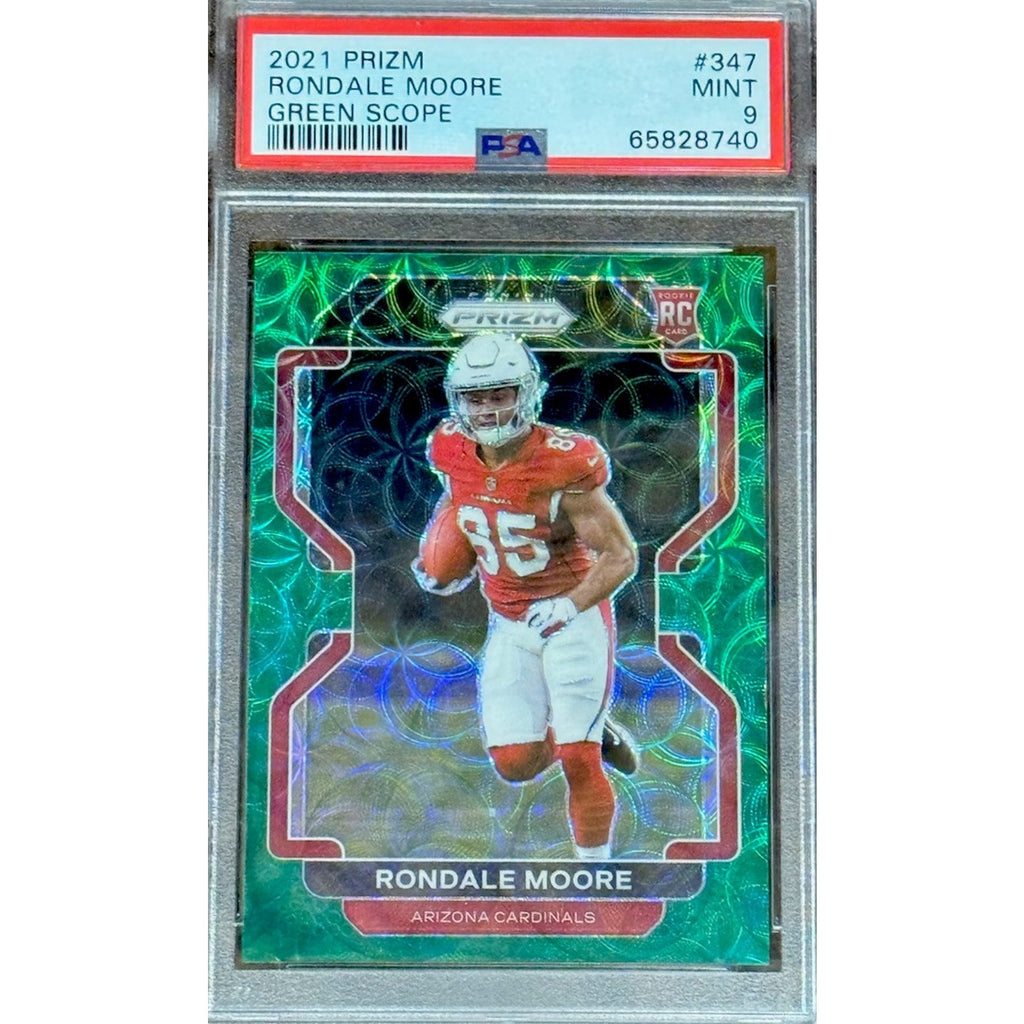 2021 Panini Prizm Green Scope Prizm Rondale Moore #347 RC Cardinals /75 PSA 10