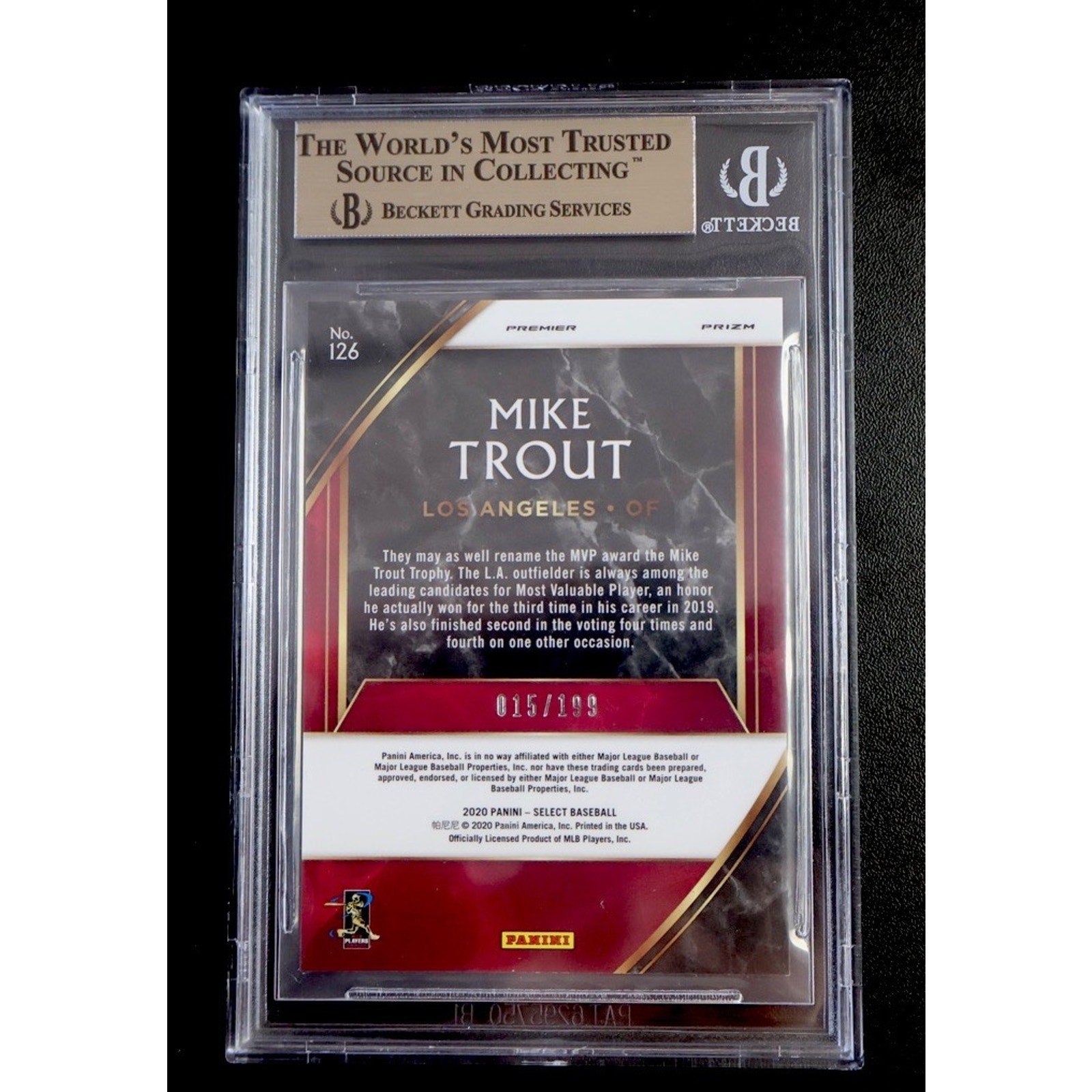 2020 Select Mike Trout Red Prizm /199 Anaheim Angels #126 BGS 9.5 Gem Mint