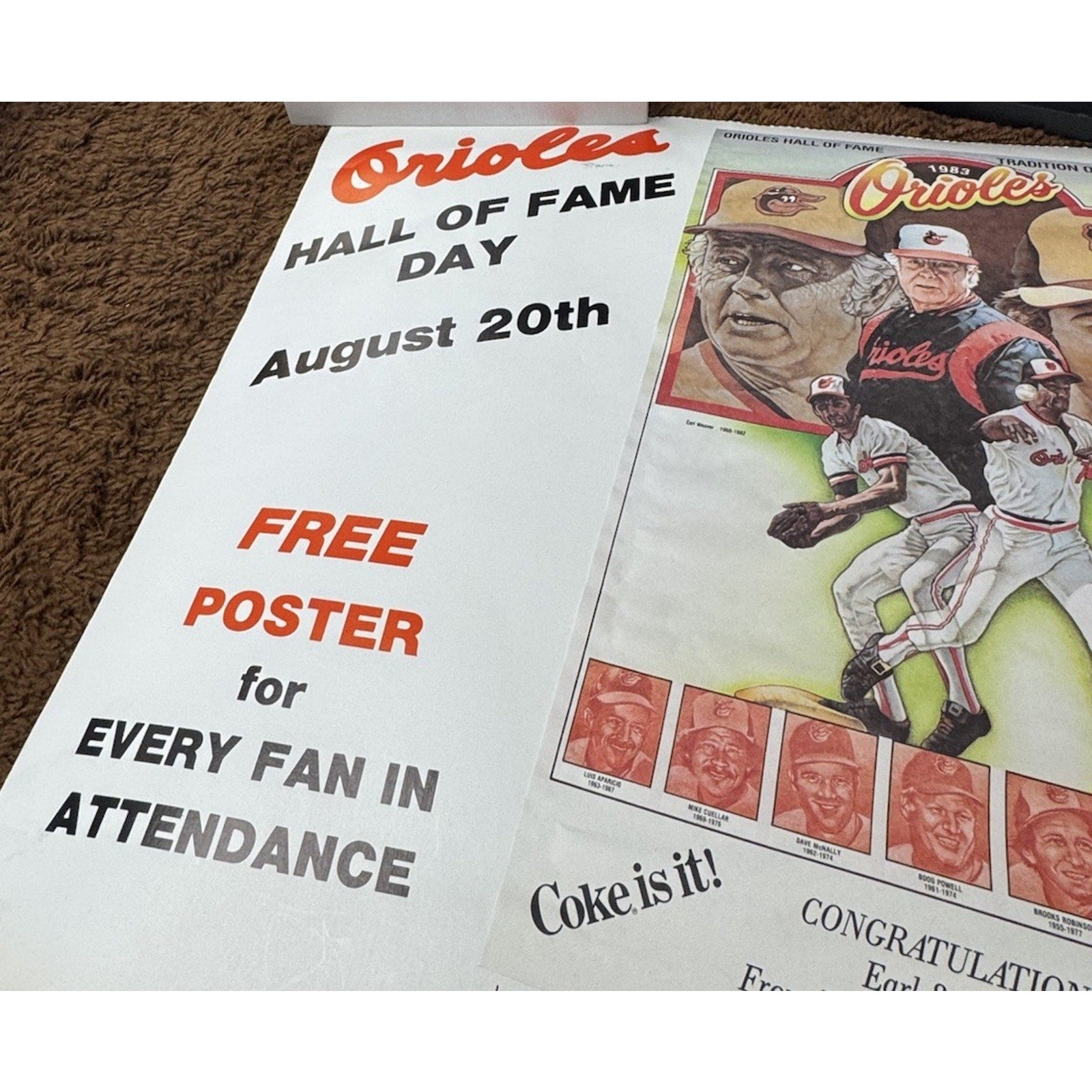 Orioles Hall Of Fame Day Earl Weaver August 20th Coca-Cola Advertisement Poster