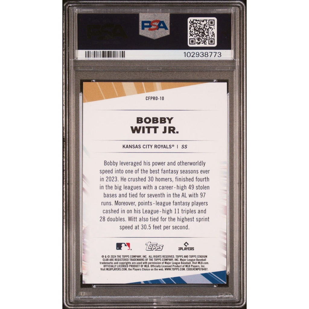 2024 TOPPS STADIUM CLUB CFPRO #CFPRO10 BOBBY WITT JR. Royals PSA 10 Gem Rookie