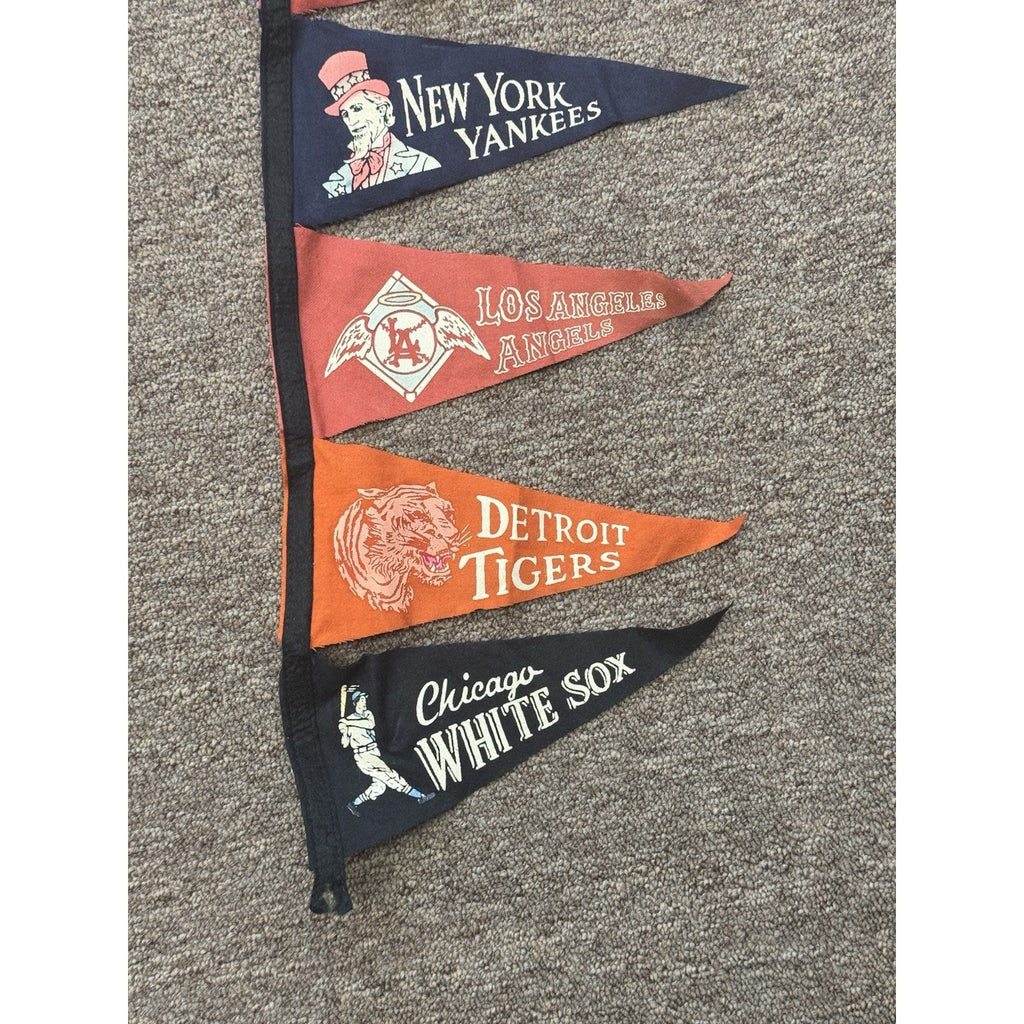 Vintage 10 Attached American League MLB Baseball Felt Mini 9" Pennant