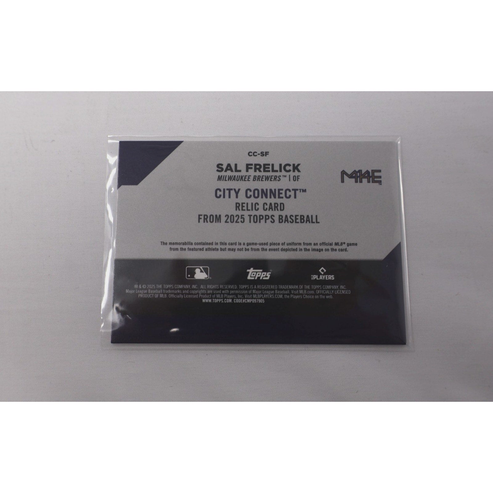 Sal Frelick 2025 Topps Series 1 City Connect Jersey Patch #CC-SF Mint