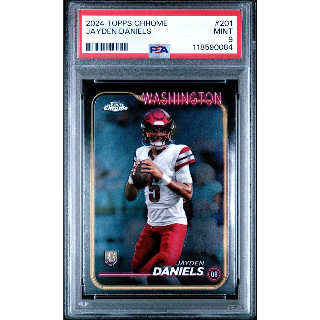 JAYDEN DANIELS 2024 TOPPS CHROME ROOKIE RC #201 PSA 9 MINT Commanders NFL