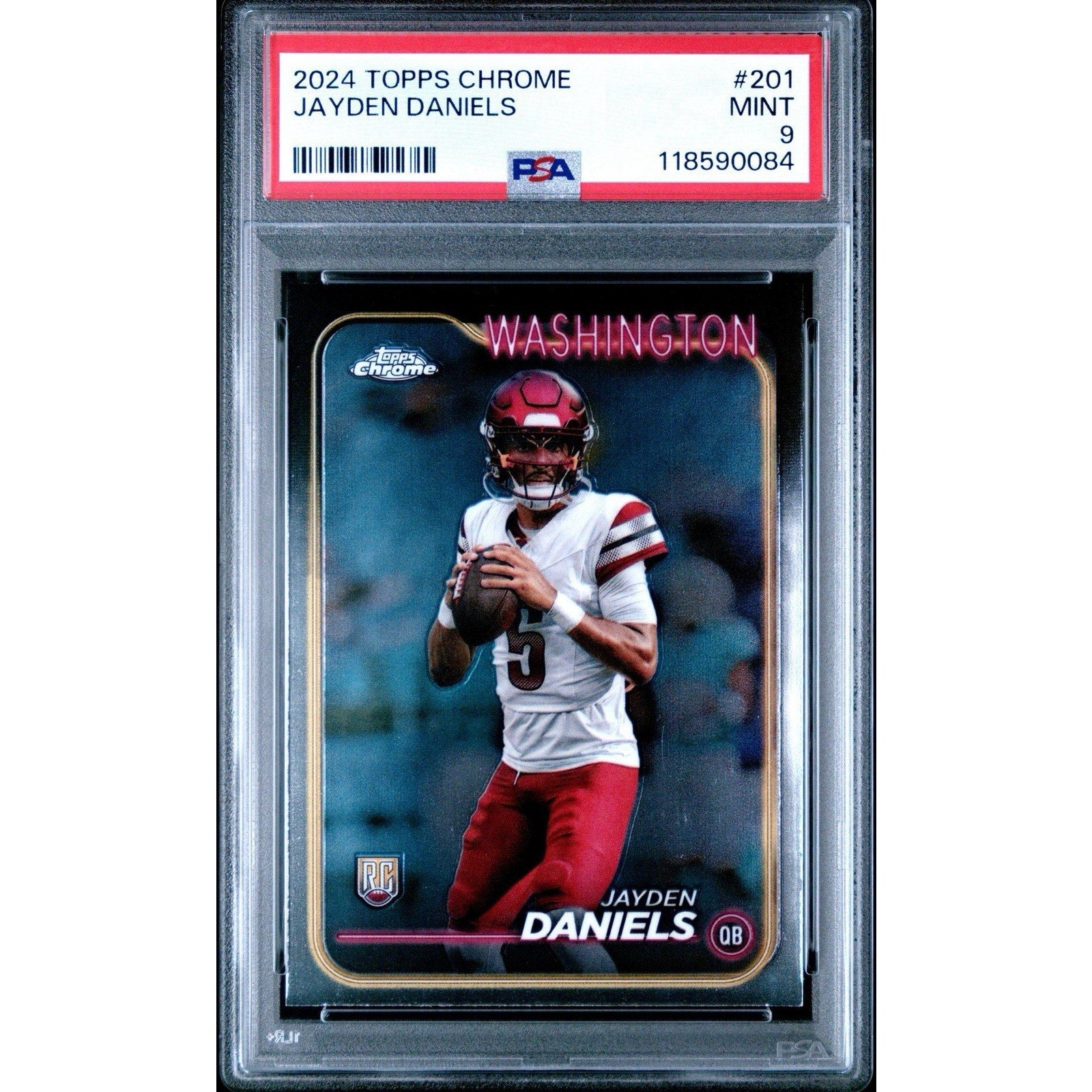 JAYDEN DANIELS 2024 TOPPS CHROME ROOKIE RC #201 PSA 9 MINT Commanders NFL