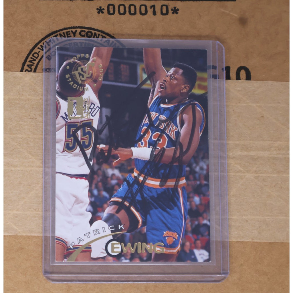 Patrick Ewing Autographed 1994 Topps Stadium Club Card #1 New York Knicks