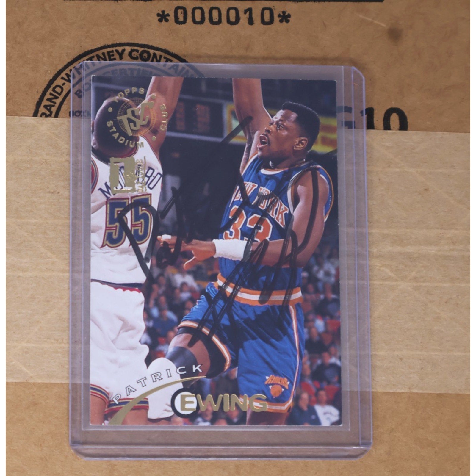 Patrick Ewing Autographed 1994 Topps Stadium Club Card #1 New York Knicks
