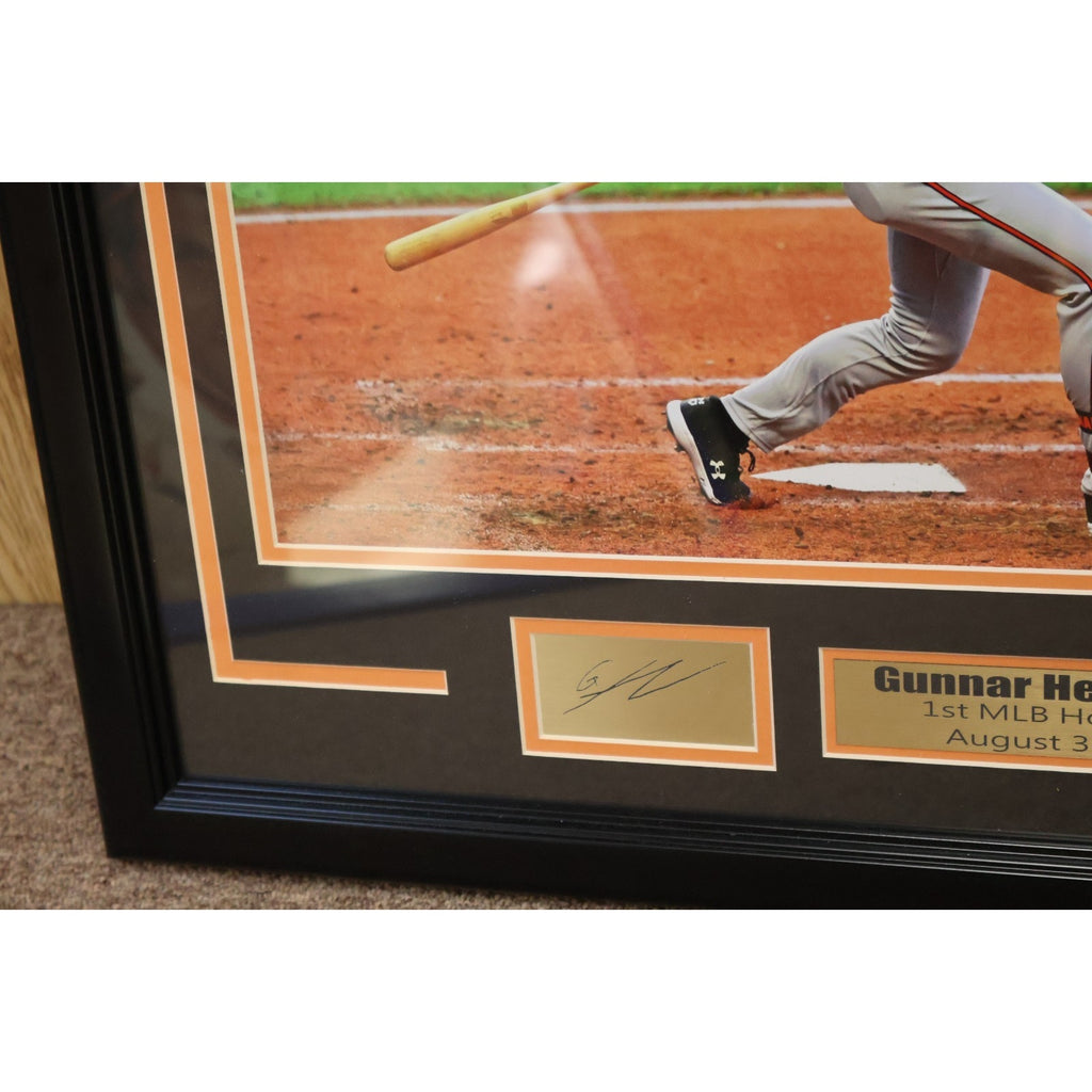 Gunnar Henderson 1st Career Home Run 24x20 Framed Picture Autograph+Name Plaques