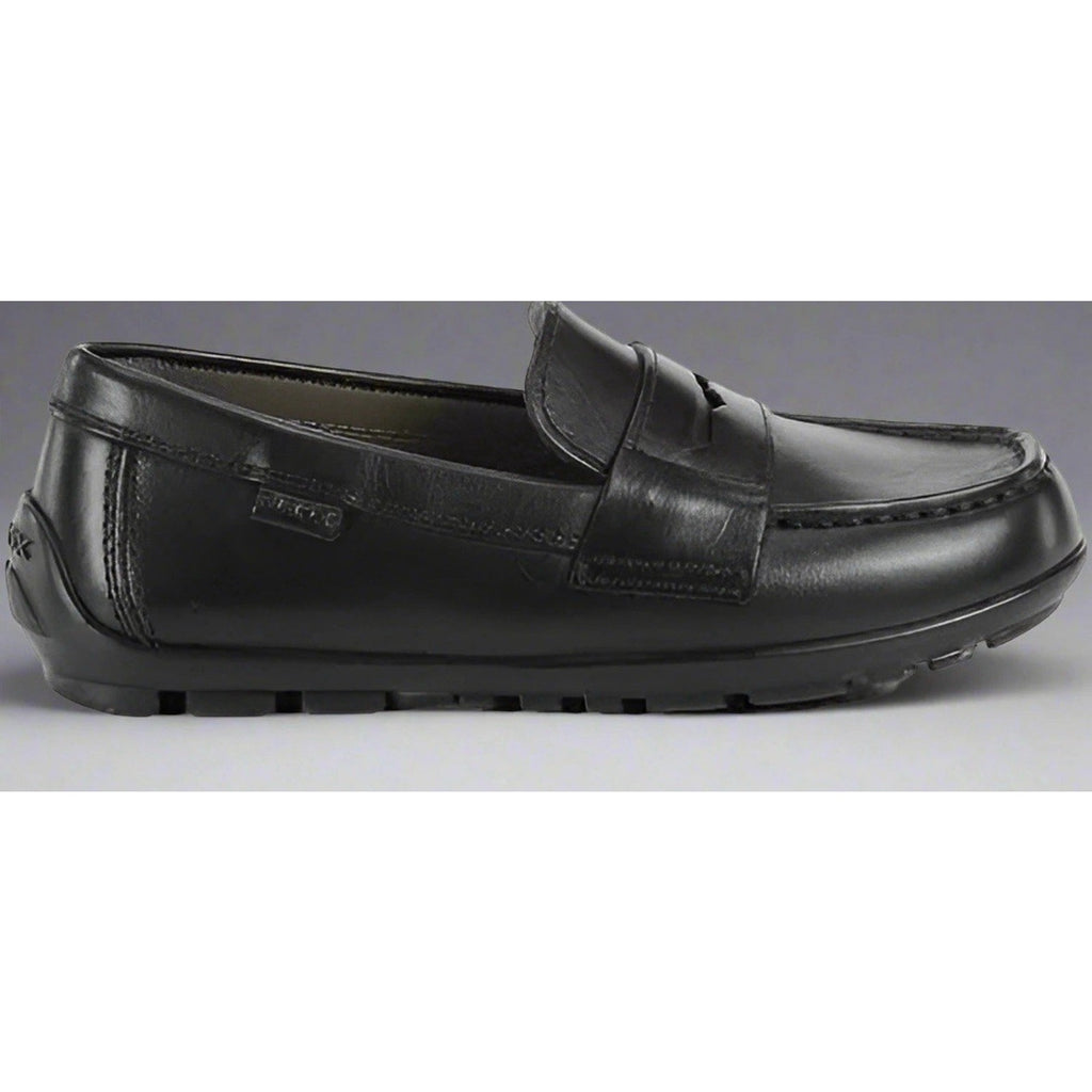 Geox Boys Black Shoes Penny Loafers New Fast BA J746CA Dress Slip Ons