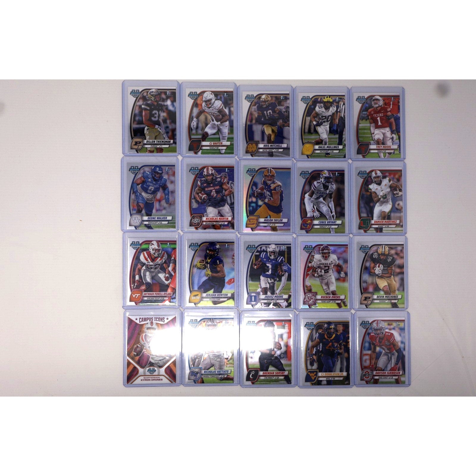 Lot Of 20 For $15 Mint Bowman Chrome U Football Cards Free Shipping