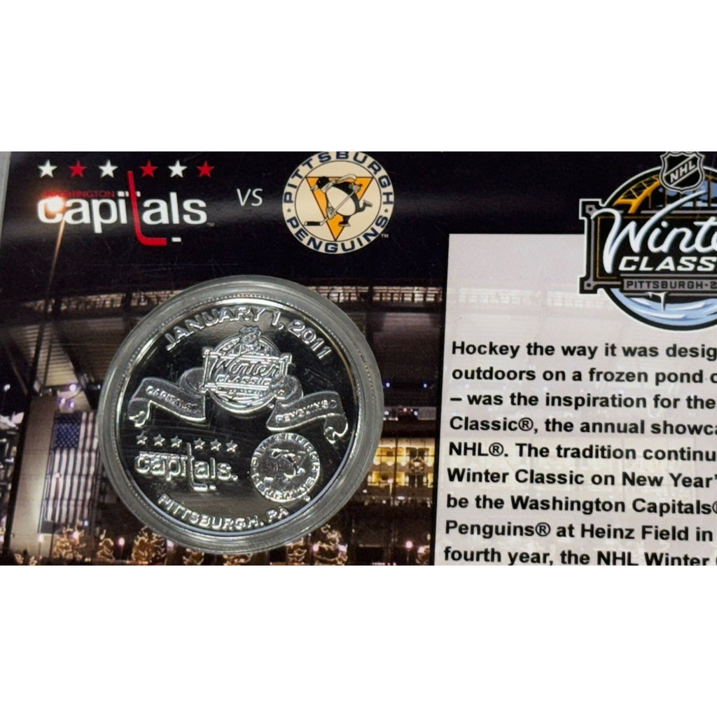 Penguins Capitals 2011 Winter Classic Silver Plated Medallion Highland Mint