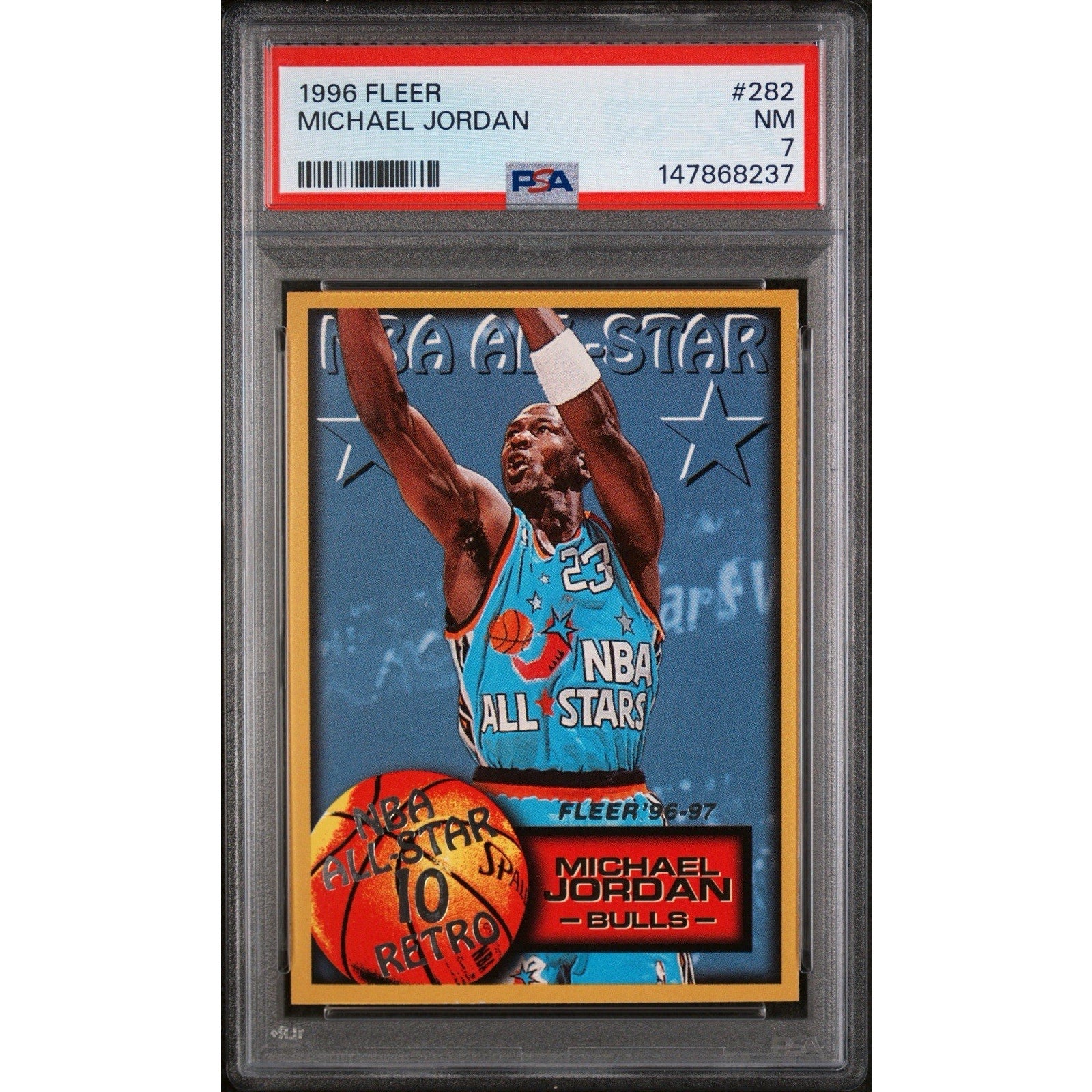 1996 Fleer Michael Jordan #282 PSA 7 Near Mint Chicago Bulls NBA All-Star basketball card front