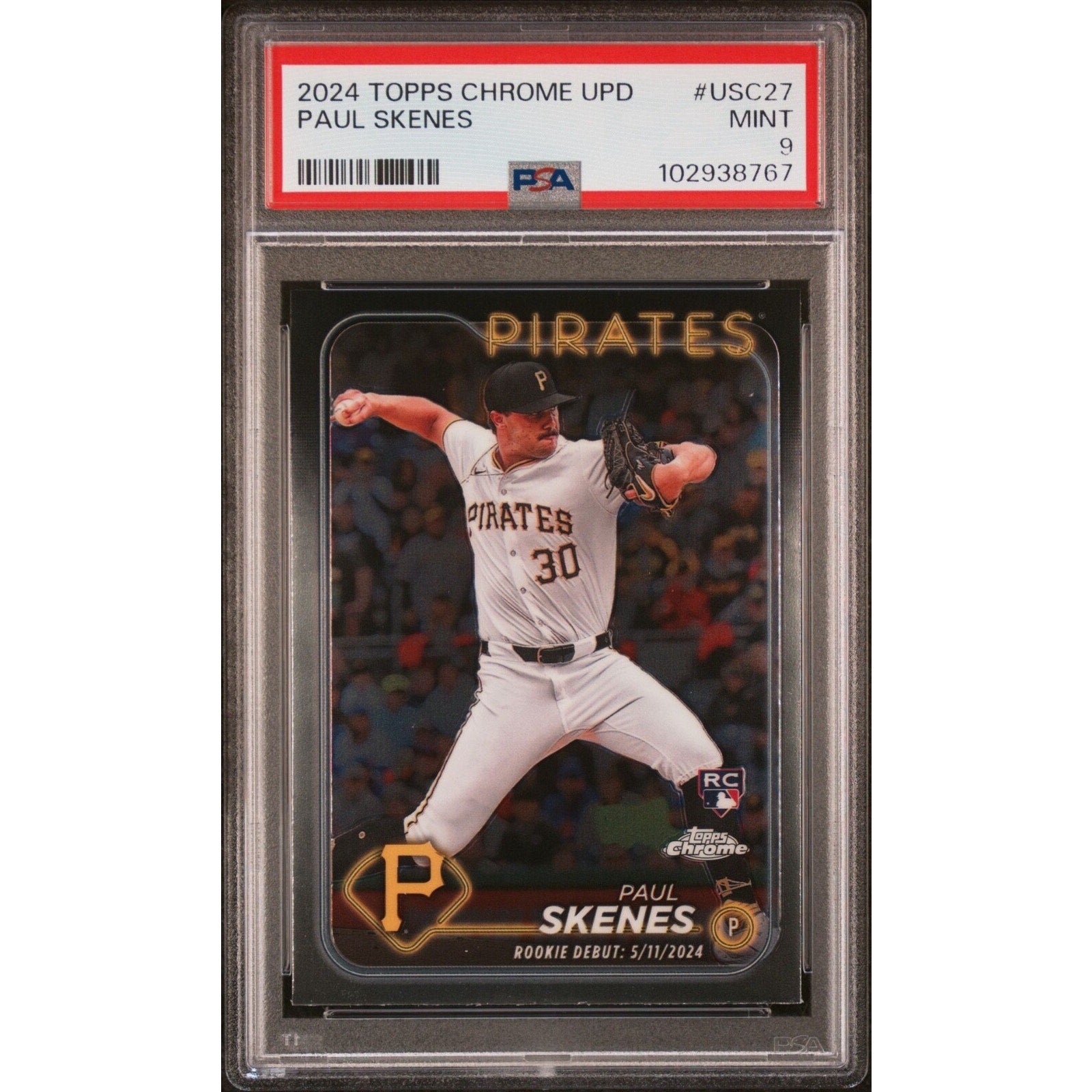 2024 TOPPS CHROME UPDATE USC27 PAUL SKENES Pirates Rookie RC #USC27 PSA 9 Mint